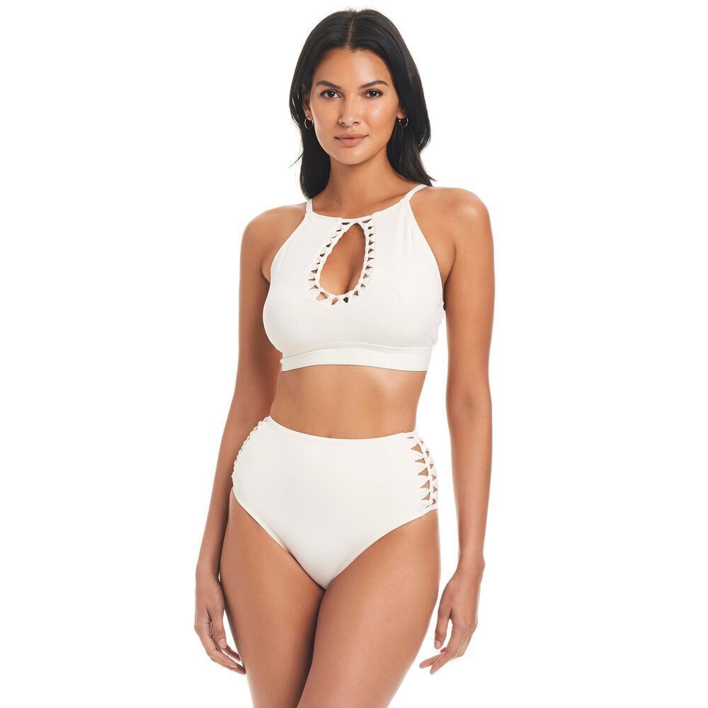 Bleu Rod Beattie Women's Coconut Water Pulling Strings Crop Bikini Top Size 14
